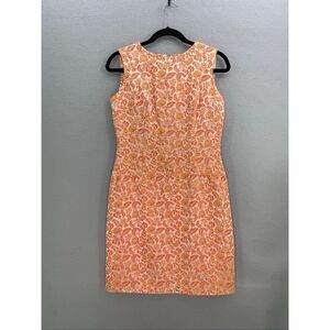 STUNNING Vintage 60s 70s Gale Mitchell Orange Floral Sheath Dress Size 10